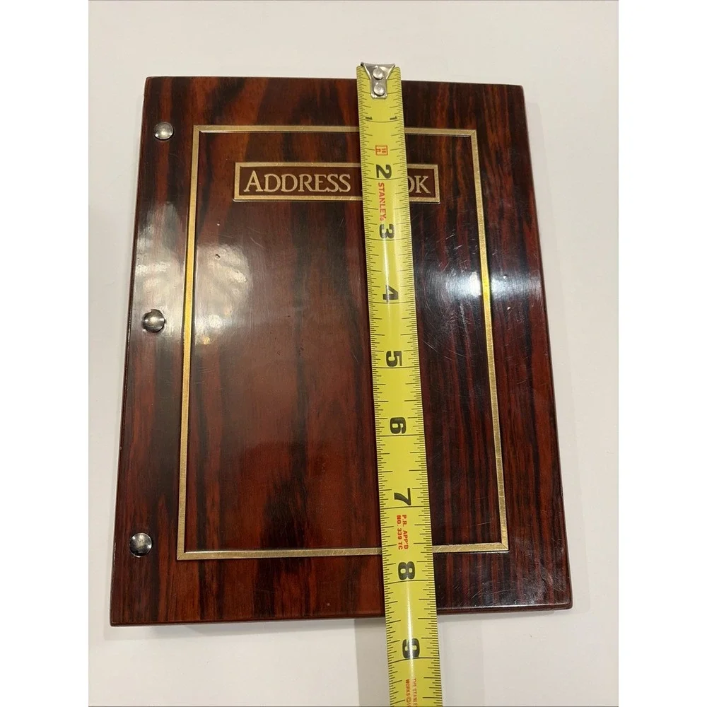 Vintage Jehuani Wood Grain Address‎ Book 3 Ring Binder Korea